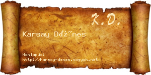 Karsay Dénes névjegykártya