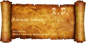 Karsay Dénes névjegykártya